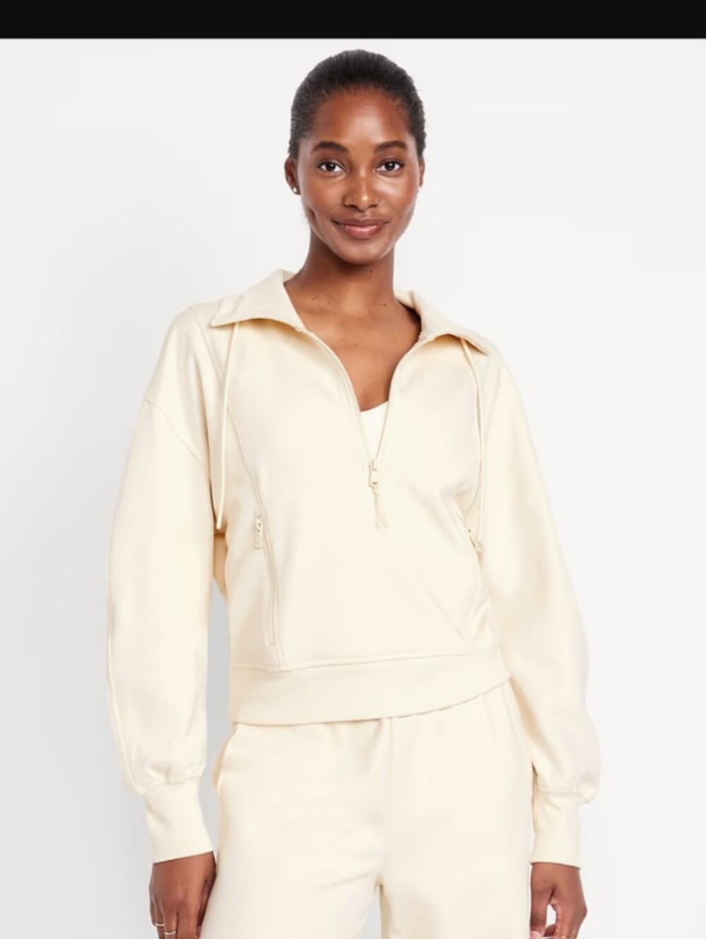 Old Navy White Active Fleece Half-Zip Pullover